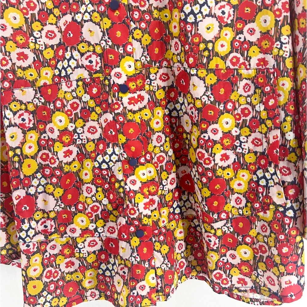 Kate Spade Saturday Red Floral Hooded Waterproof Rain Poncho Jacket